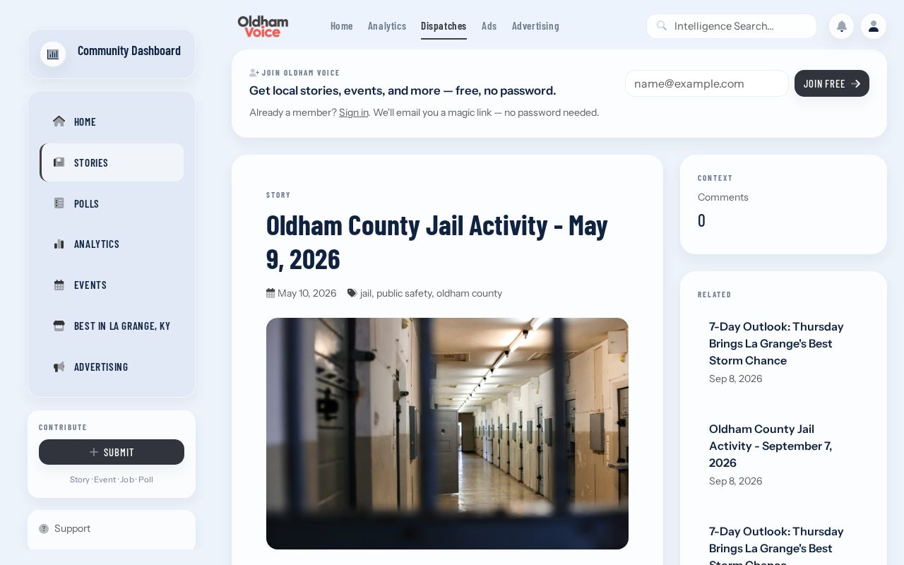 Oldham County jail activity source for La Grange recent arrests