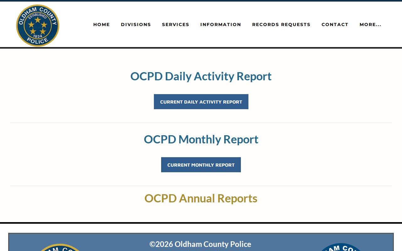 Oldham County Police arrest and activity report archive
