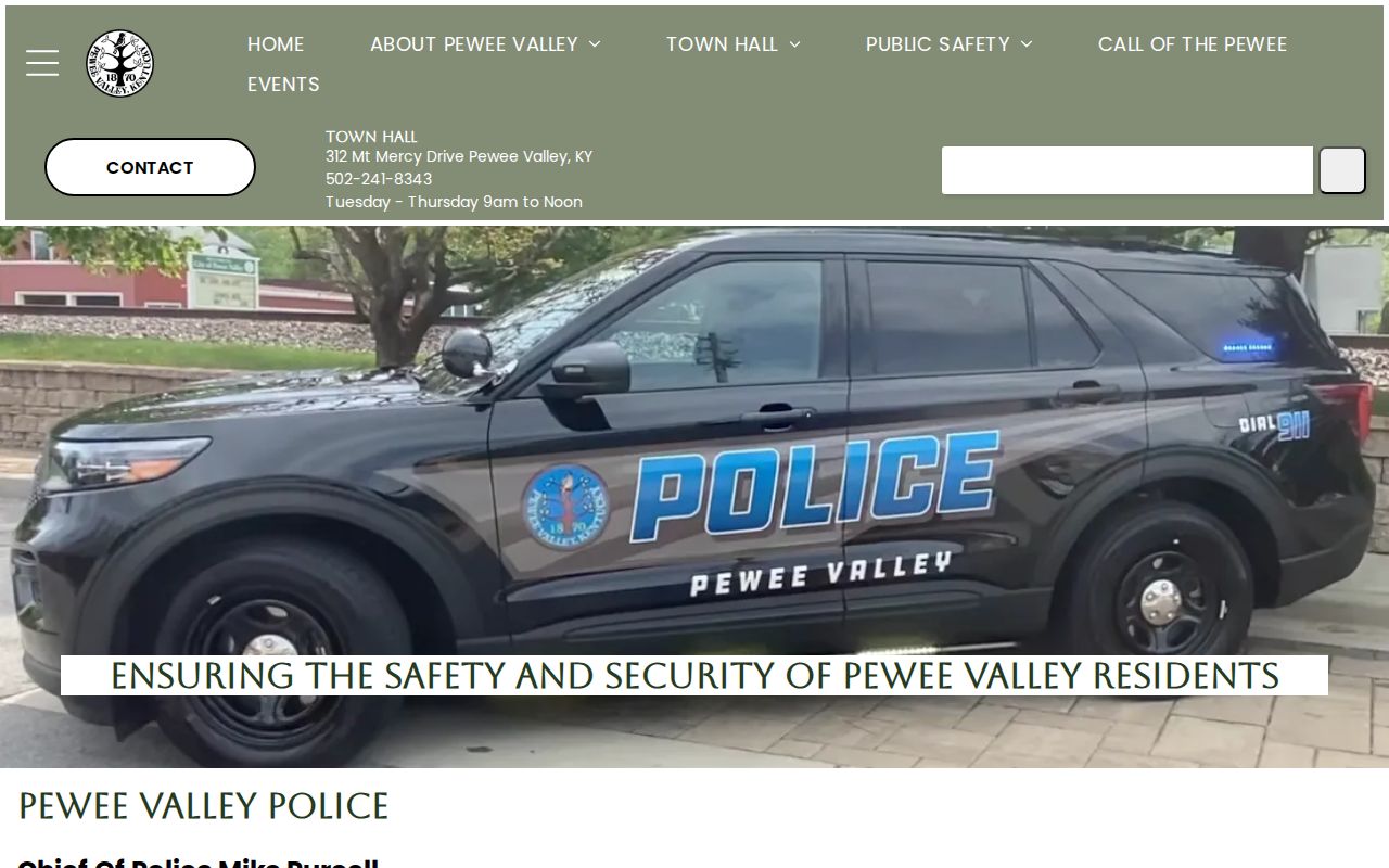 Official Pewee Valley Police contact and records information
